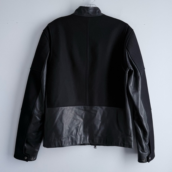 VINCE Leather Paneled Wool Moto Men’s Jacket Lambskin Black Size S Biker - Picture 4 of 16